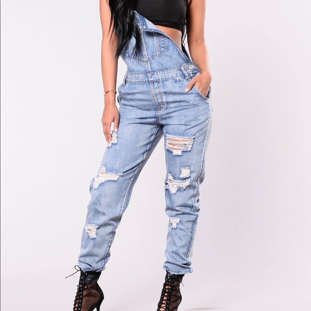 Ripped pants overalls